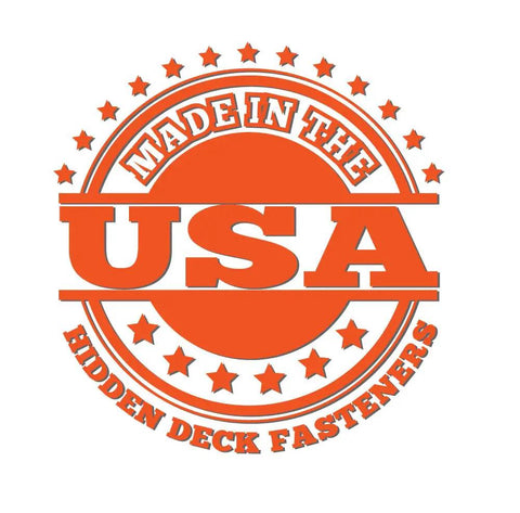Made in the USA badge for Top Shelf Hidden Deck Fastener Clips Black Stainless Steel 175 Count Kit.