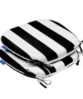 Outdoor Chair Cushions Set Of 2 17 By 16 Inch With Ties Water Resistant All Weather U Shape Seat Pads For Patio Garden Balcony Indoors Or Outdoors Fade Resistant Black Stripe