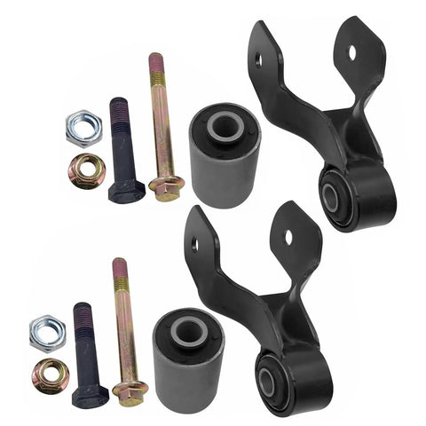 Ford Front Leaf Spring Shackle U Bolt Kit For 80 To 97 F 250 F 350 4WD Heavy Duty Suspension Upgrade 8.75 Inch Square U Bolts SKU 722015 Compatible With 4x4 Trucks, black steel brackets and bushings