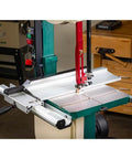 Heavy Duty Resaw Fence Upgrade For 14 Inch Bandsaws Featuring Quick Change Height Rails and Removable Alignment Blocks on bandsaw.