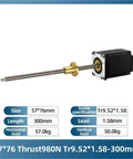 Badass NEMA Hybrid Micro Leadscrew Stepper Motor With Tight Trapezoidal T5 T8 Thread Linear Screw Design For Smooth Precision Motion Control That Knocks It Out Of The Park On Every Automated Prototype, size 57x76mm, 300mm length.