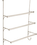 Over The Door Towel Rack With 3 Tier Hooks In Nickel Finish, Space Saving Bathroom Organizer Bar For Towels And Robes, Easy Install, Durable