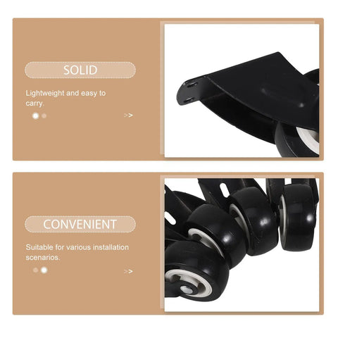 Heavy Duty Slider Wheels Rock Solid Construction For Quiet Barn Door Cabinet Sliding Track Gliding flexible black rollers with brackets.