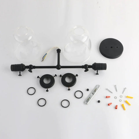 Two Light Swing Direction Wall Sconce With Switch And 5.6 Inch Bell Glass Shade Vintage Industrial Double Head Wall Light parts.