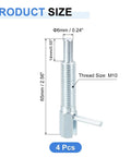 Heavy Duty Retractable Indexing Plunger Pin Four Pack Carbon Steel Spring Loaded Telescopic Locking Latch For Machinery And Shipbuilding, M10 thread size, 65mm length, 6mm diameter.