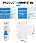 Top Shelf 18mm Din Rail RCBO Residual Current Differential Automatic Circuit Breaker with product parameters including dimensions and specifications.