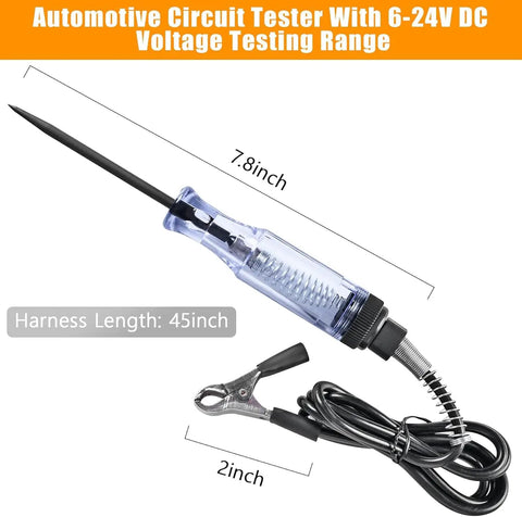 Pro Grade 96 Piece Terminal Removal Tool Kit For Auto And House Wiring With Pin Extractor, Wire Terminal Release Tools, Depinning Set, Includes 76 Removal Bits, Circuit Tester, Diamond Grip Cleaner Set, Trim Tools, And Carry Bag. Automotive circuit tester, 7.8-inch probe, 45-inch lead