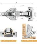 Technical diagram of 2 Pack 165 Degree Concealed Lazy Susan Hinge For Face Frame Cabinets With Clip On Plate, showing dimensions.