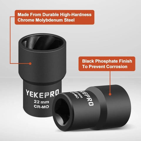 19mm Lug Nut Remover For Damaged And Rusted Nuts And Screws Half Inch Drive Twist Socket with black phosphate finish