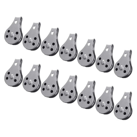 Set of 15 25mm stainless steel pulley wheels for lifting rope blocks and kayak boat gear, showing sleek, durable design.