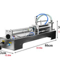 Heavy Duty Automatic Liquid Filling Machine with stainless steel build, dimensions 86x32x30 cm, designed for high precision fluid filling.