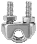 Front view of stainless steel M4 wire rope clip with U-bolt and two nuts