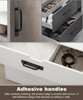 Adhesive Cabinet Handles 5.83 Inch 2 Pack Push Pull No Drill Installation on kitchen and bathroom drawers, matte black finish.