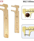 Vernier Caliper Set 80 100mm Sliding Gauge Ruler With Double Inch And Metric Scale For Jewelry Making, Pro Grade Ultra Precision Measuring Tool Inside Depth Measuring, 2 Pack. Brass caliper showing measuring capabilities.