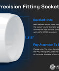Close-up of beveled end of One Inch PVC Fittings Four Way Elbow Connector Ten Pack Furniture Grade, showing 1.315-inch diameter.