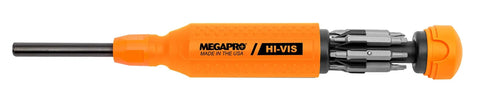 Hi Vis 15 In 1 Multi Bit Screwdriver With Bright Orange High Visibility Handle, Retractable Bit Storage, Easy Guide Rotating Collar