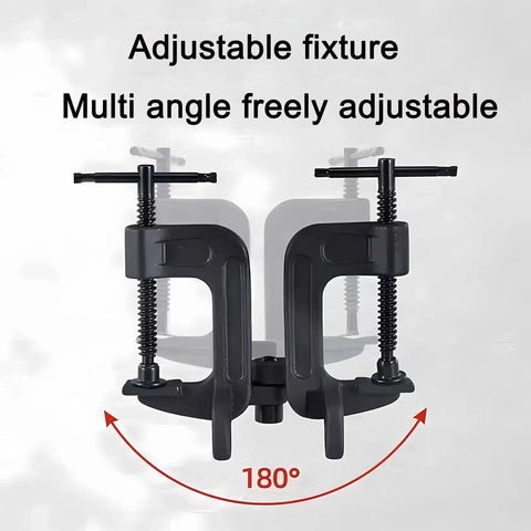 2-In-1 Adjustable Angle Clamp With 0-180 Degree Range, showing two C-clamps connected, multi-angle adjustable feature