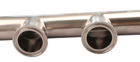 GOGOUP tri-clamp manifold, 1.5 in, 2-port, 304 stainless steel, polished