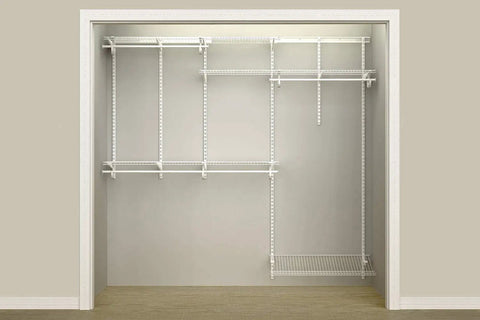 Adjustable Wire Closet Organizer System With Shelves And Rods No Fuss Space Saving 5 To 8 Ft Kit Shoe Shelf Hardware Included Heavy Duty Steel Easy Install For Wide Closets in wide closet