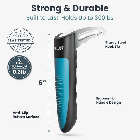 Car Door Handle For Elderly 2 Pack With Anti Slip Grip And Steel Hook For Secure Latch Fit Cane Assist Handle Easy Tool Free Use Supports Up To 300 Lbs Helps Seniors In And Out shown with steel hook tip and anti-slip grip