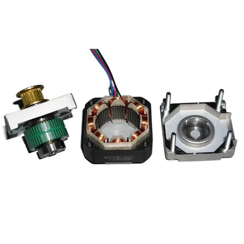 12V DC Nema 16 Stepper Motor With 39mm Frame 0.2N.m Torque 1.8 Degree Step 0.7A 2 Phase 4 Wire For CNC Machining And DIY Projects Includes 20 Tooth MXL Synchronous Pulley Wheel 5mm Shaft, exploded view