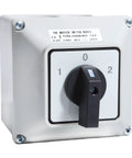 Front view of Rotary Changeover Switch Universal Selector Switch Enclosure Box 690V 40A 3 Position, 3 Phase, 12 Terminals