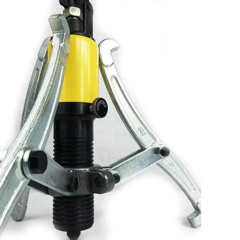 Badass 15 Ton Hydraulic Gear Puller Bearing Separator Set Hub Extractor Garage Tool Kit Magneto Flywheel Puller For Motorbike Engine Plus Stator Remover Blow Mold Case Legit Power For Mechanics Who Handle Heavy Jobs Without Breaking Down. 15-ton hydraulic puller with steel arms and yellow body for bearing removal