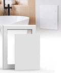 No Drama Peel And Stick Drywall Access Panel 5 x 7 Inch Heavy Duty Plastic Plumbing Hole Cover White in bathroom setting.