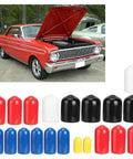 Ultimate 20 Piece Carburetor Vacuum Rubber Cover Kit Intake Tube Caps Set For Chevy Olds Engine Hose Line With 5 Sizes Of Durable PVC Rubber Fits All Your Needs And Keeps Performance Rock Solid., assorted PVC vacuum caps and red classic Chevy car image