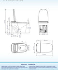 Slick Smart Toilet With 1.28 Gpf Dual Flush And Auto Open Close Lid Driven By Foot Sensor 1000g Map Flush Rating dimensions diagram.