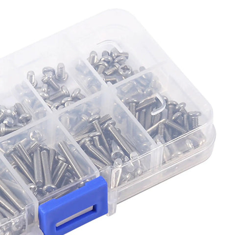Stainless Steel Screws And Nuts Set Kit 340 Pieces 304 Rustproof Hardware Fasteners For Furniture Repair DIY Projects And Machine Building Durable Weatherproof Pack in storage case