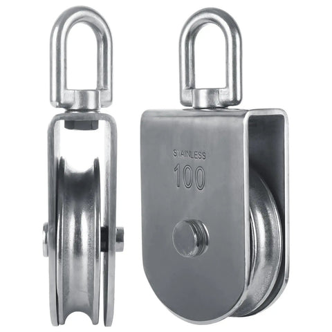 Heavy Duty Single Pulley Block With Swivel For Lifting Ropes 3300 Lbs Capacity Stainless Steel Roller Pulley Block For Hoisting And Rigging