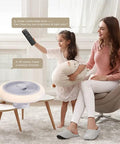 Mother and daughter using remote for Cool White 17 Inch LED Ceiling Fan With Lights, 3 Color Temperatures, 3 Speed Wind