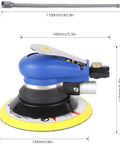 6 Inch Air Random Orbital Sander With Pro Grade Pneumatic Power Includes Hose And Dust Bag For Car Metal Wood Sanding