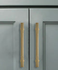 2 Pack 4 Inch Solid Zinc Alloy Kitchen Cabinet Handles In Brushed Gold Satin Brass Finish Heavy Duty Cabinet Pulls installed on doors