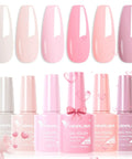 Six Color Hema Free Pink Gel Nail Polish Set With Soak Off Formula Vibrant Light Pink Gel Colors Includes LED Lamp And Easy DIY