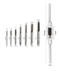 Heavy Duty 8 Piece Metric Thread Taps Set With Adjustable Tap Wrench High Speed Steel M3 Through M12 showing various tap sizes.