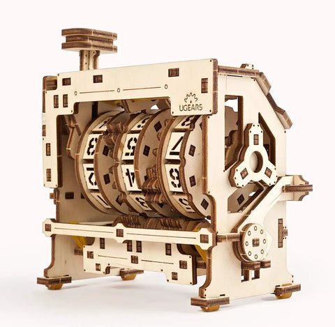Mechanical Counter Puzzle Kit For STEM Teaching And Engineering Hands On Play Three Gear Cylinders With 0 To 9 Digits Geneva Drive Records 1 To 999 Perfect For Counting Steps Visitors Or Production Items Educational Toy, wooden