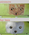 Before and after rust removal using 8 Piece Wire Brush Set With Brass Stainless Steel And Nylon Bristles for Rust Busting Dirt Scrubbin.