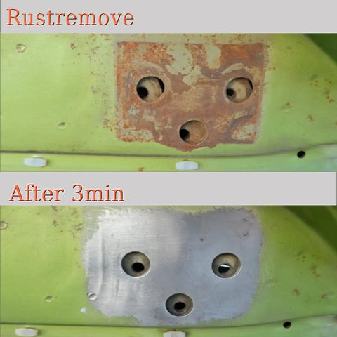 Before and after rust removal using 8 Piece Wire Brush Set With Brass Stainless Steel And Nylon Bristles for Rust Busting Dirt Scrubbin.