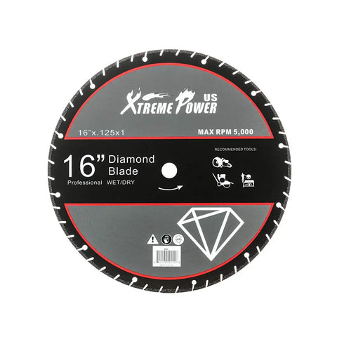 16-inch diamond blade for Beast 3200W Electric 16 Inch Concrete Cut Off Saw Wet Dry Circular Disc Cutter with guide roller.