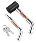 Right Angle Hitch Receiver Pin Lock With Dual One Half Inch And Five Eighths Inch Pins For Class I II III IV One Quarter Inch, Two Inch, And Two And One Half Inch Hitches, Built To Last For Easy Hauling On Bike Racks, Trailers, Tow Ropes, Trucks, And