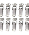 Straight Up Tough Spring Loaded Toggle Hasps 10 Pack Secure Latch Clasps For Toolboxes Cabinets Drawers And Suitcase Locks, silver latches, ten pieces.