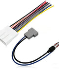 Radio Wiring Harness Kit With Antenna Adapter And Steering Wheel Control Wire for 2008-2013 Infiniti Subaru, color-coded connectors visible