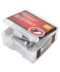 60 Piece European Trail Motorcycle Bolt Kit With Metric Bolts Nuts Cotter Pins And Washers For Late Model Motocross And Off Road KTM Husaberg Bikes Trail Ready And On The Go, shown in a clear plastic case.