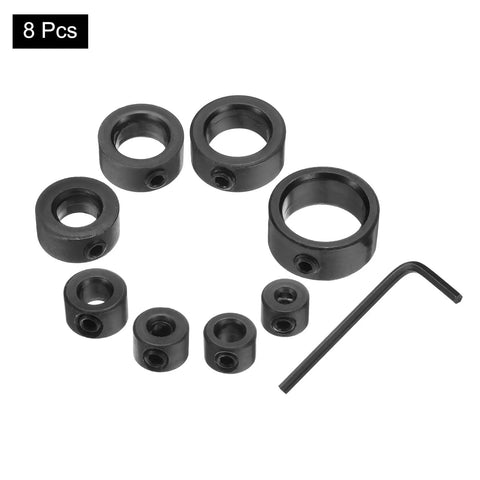 Eight Piece Split Shaft Collar Set With 3Mm 4Mm 5Mm 6Mm 8Mm 10Mm 12Mm 16Mm Bore Stainless Steel Set Screw Clamping Collars