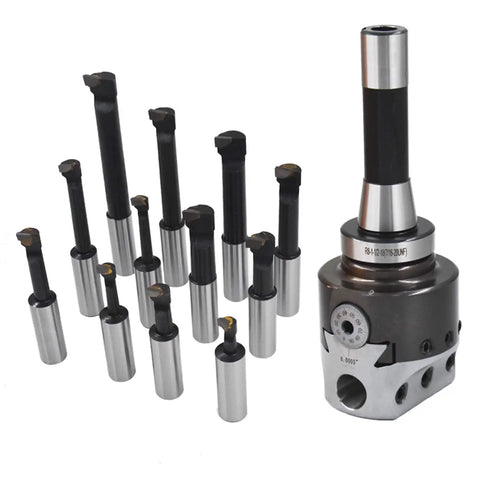 12 Pack 3 Inch Boring Head With R8 Shank And 3 Quarter Inch Carbide Boring Bars Set For Milling Precision Hole Sizing