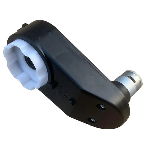 Two Pack 12V RS390 16000RPM Gearbox With DC Motor For Ride On Toys Replacement Parts close-up in black casing.