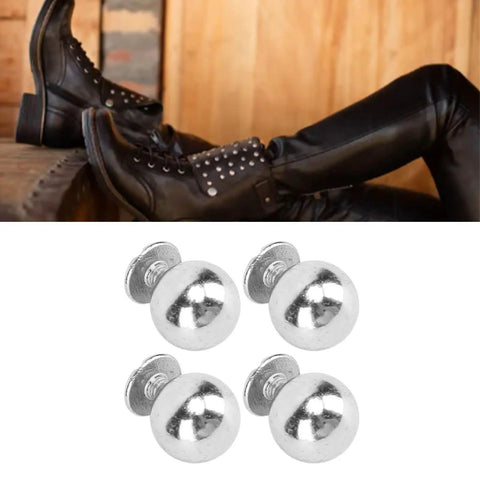 Set Of 50 Round Rivet Kits With Solid Iron 8mm Ball Rivets And 6mm Screws Multifunction Leather Studs Silver Finish.