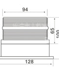 Technical diagram of Yellow LED Emergency Warning Light Flashing Lamp 12V for Vehicles with dimensions 94x128mm